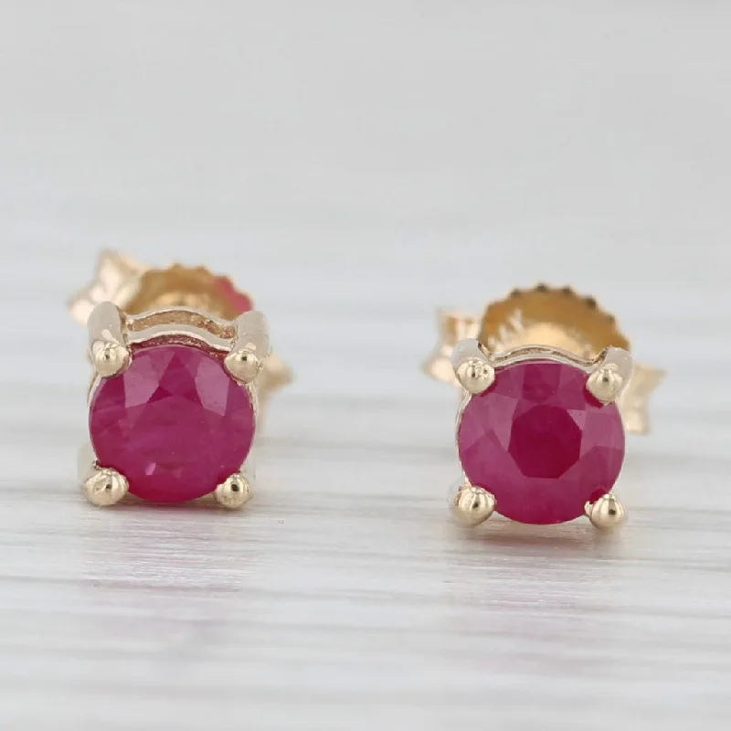 Creative Earrings For Artistic Expression-0.50ctw Round Ruby Stud Earrings 14k Yellow Gold