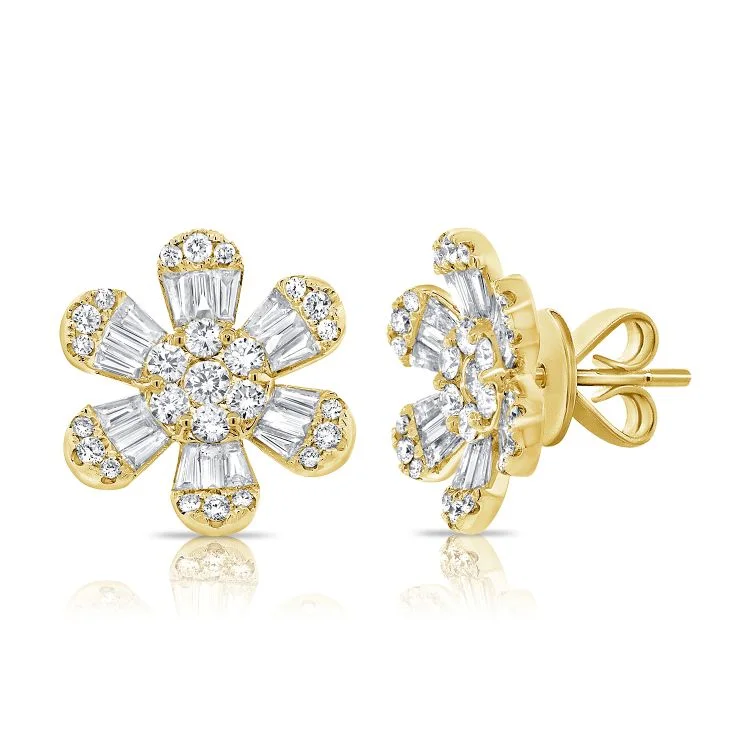 Creative Earrings For Artistic Expression-14K Yellow Gold Extra Large Flower Earrings