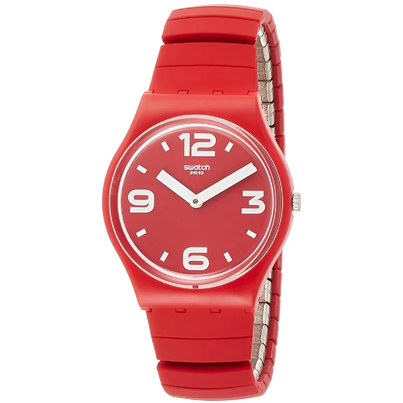 Watches For Elegant Jewelry Looks-Swatch Women's Watch - Pepeblu Plastic Case Quartz Red Expansion Bracelet | GR173A