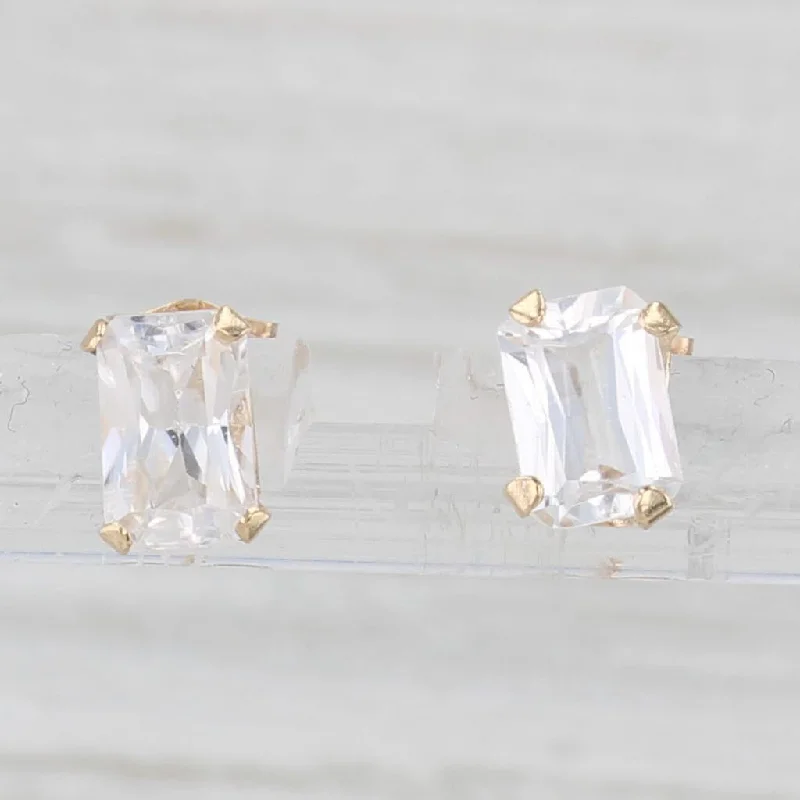 Sparkling Stud Earrings For Evening Glam-1.70ctw Zircon Stud Earrings 14k Yellow Gold Solitaire Studs