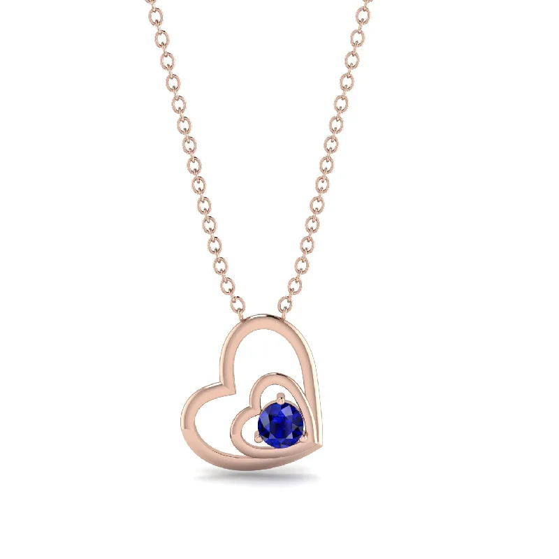 Personalized Infinity Necklaces For Meaningful Gifts-Two Hearts Sapphire Necklace - Dana No. 14