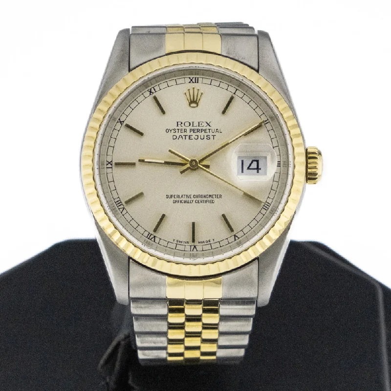 Watches With Leather Straps-1996 Rolex Datejust 36mm in Stainless Steel and 18K Yellow Gold Jubilee - 16233