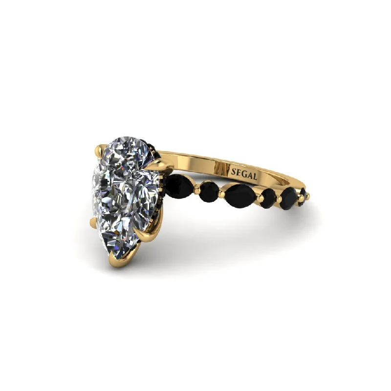 Trendy Men’s Rings For Fashion Enthusiasts-Pear-Cut Diamond Halo Engagement Ring - Nylah No. 31