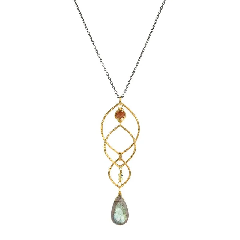 Colorful Crystal Necklaces For Chic Fashion-Layered Labradorite Pendant Necklace