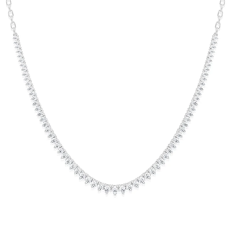 Dainty Crystal Necklaces For Casual Chic-Luminesce Lab Grown 10ct White Gold Tennis Necklace in 5 Carat Diamond