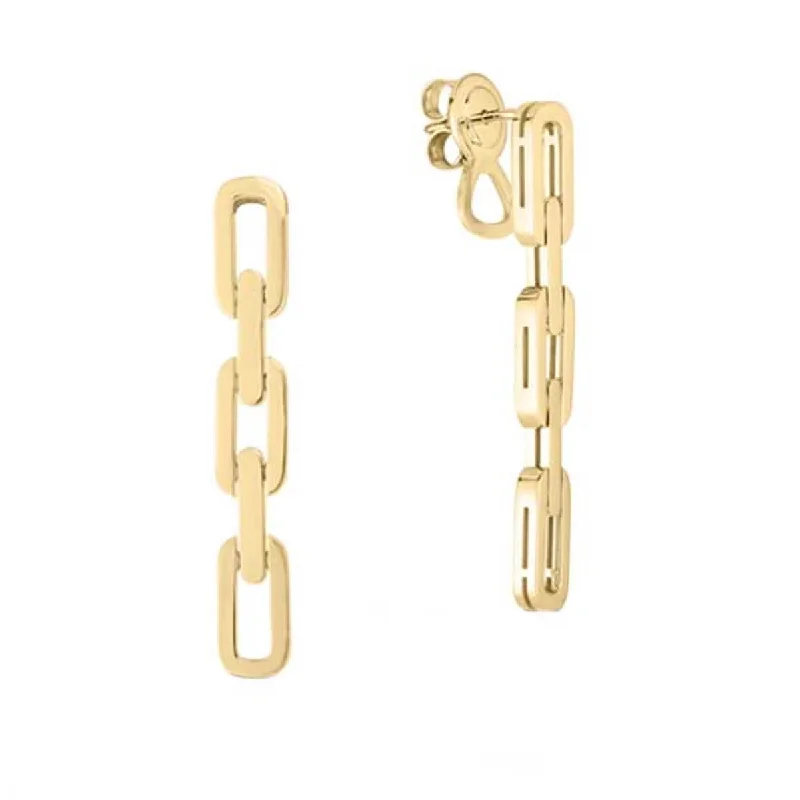 Statement Earrings For Special Events-18K Gold Navarra Link Dangle Earrings