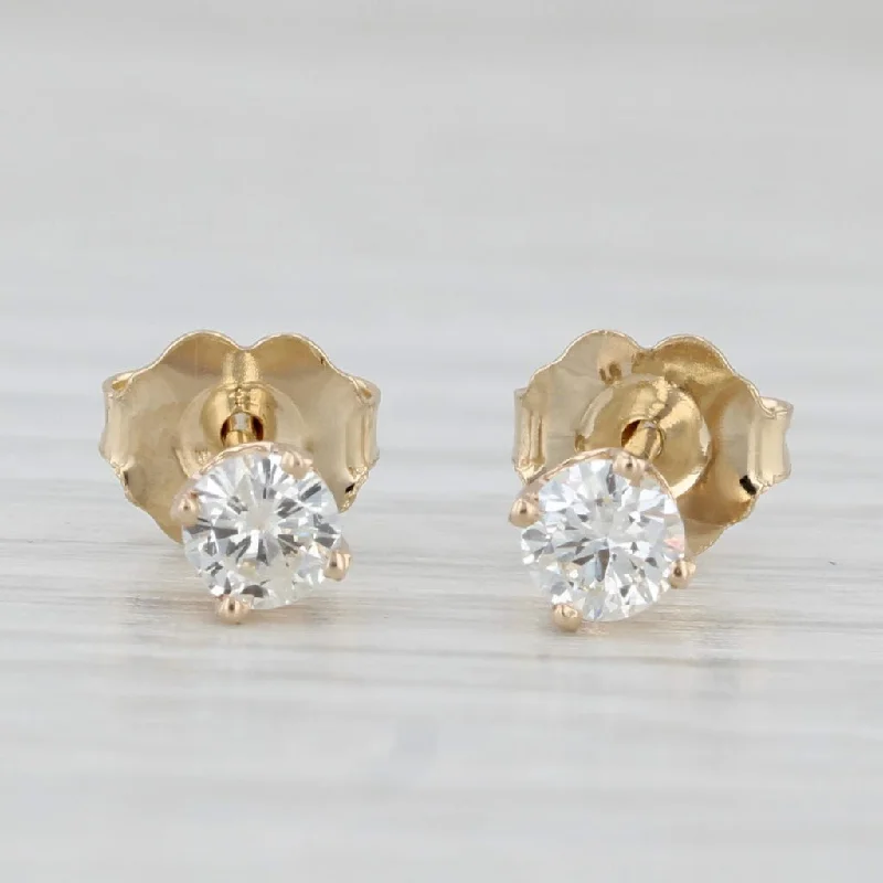 Stylish Chain Earrings For Casual Wear-0.35ctw Diamond Stud Earrings 14k Yellow Gold Round Solitaire Studs