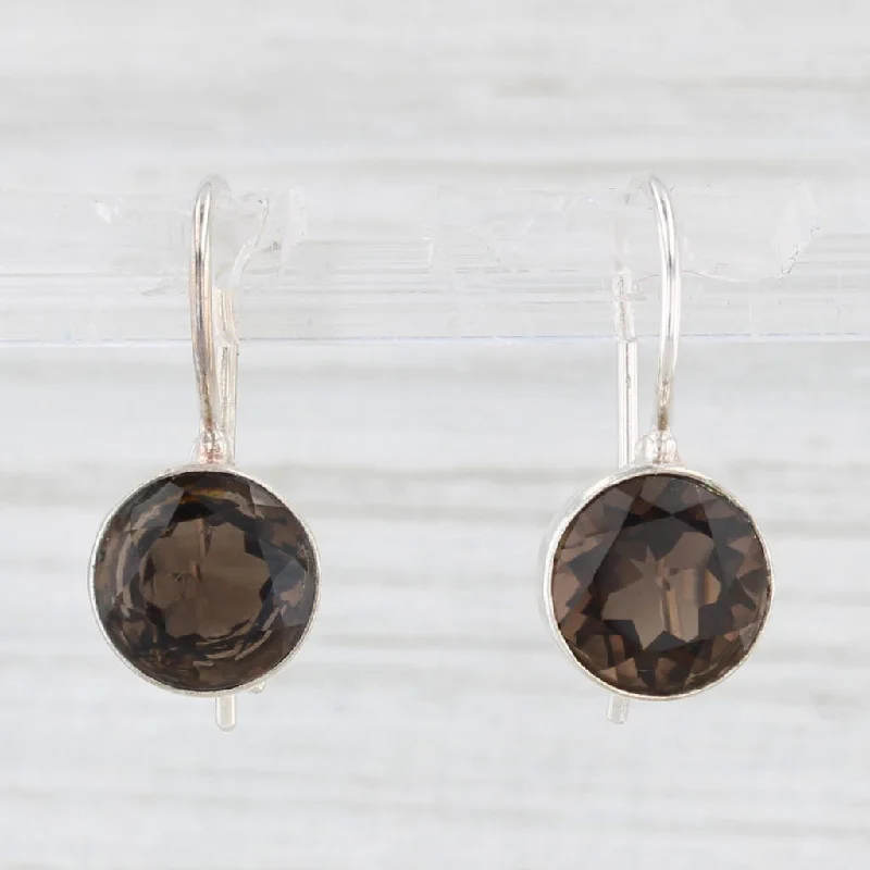 Trendy Resin Hoop Earrings For Bold Fashion-3.50ctw Smoky Quartz Drop Earrings Sterling Silver Hook Posts