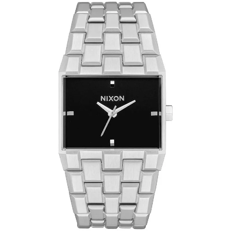 Watches For Family Gatherings-Nixon Women's Quartz Watch - Ticket Black Dial Silver Tone Bracelet | A1262625