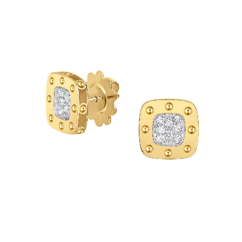 Elegant Dangle Earrings For Bridal Look-18K Gold Pois Moi Stud Earrings with Diamonds