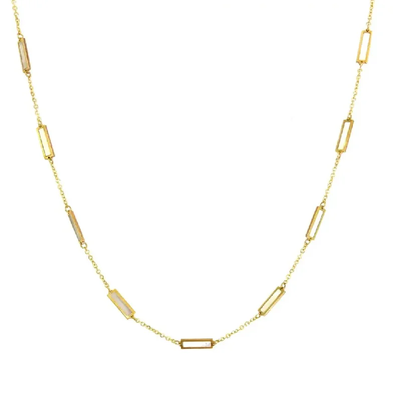 Minimalist Diamond Necklaces For Classic Style-Yellow Gold Mother Of Pearl Necklace