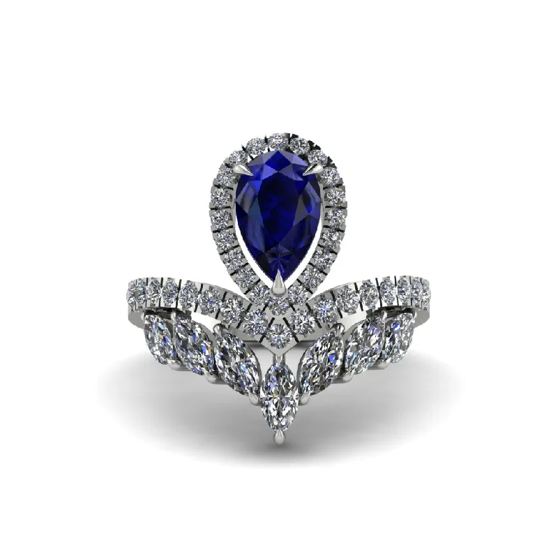 Beautiful Birthstone Rings For Every Month-Sapphire Crown Radiance Engagement Ring - Aviana No. 15