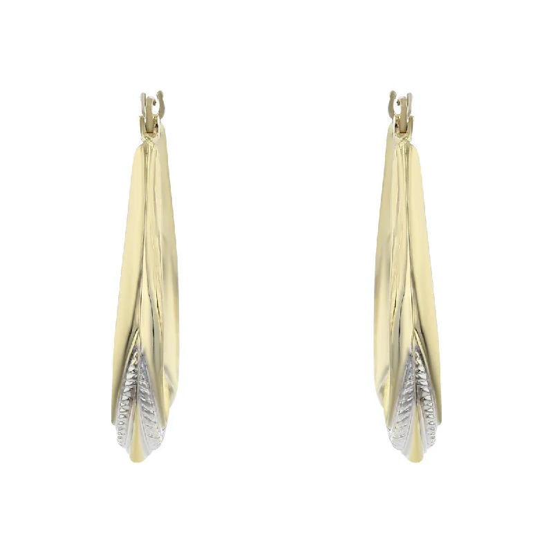 Elegant Earrings For Bridesmaids Gifts-14K Yellow and White Gold Hoop Earrings