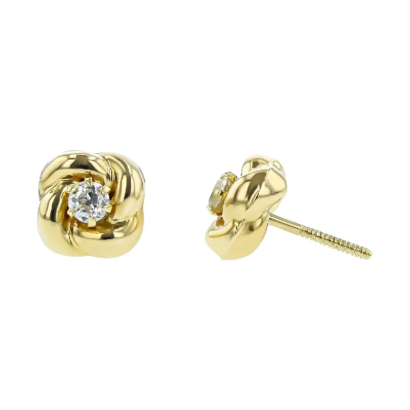 Geometric Earrings For Contemporary Style-18K Gold Diamond Love Knot Earrings