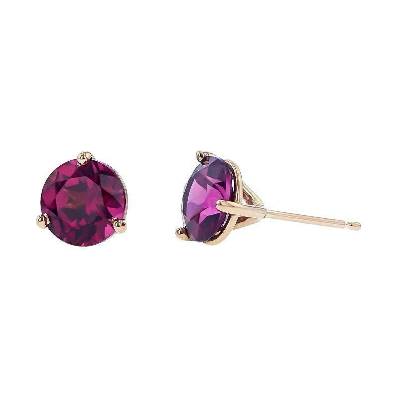 Lightweight Drop Earrings For Comfort-14K Rose Gold Rhodolite Garnet Stud Earrings