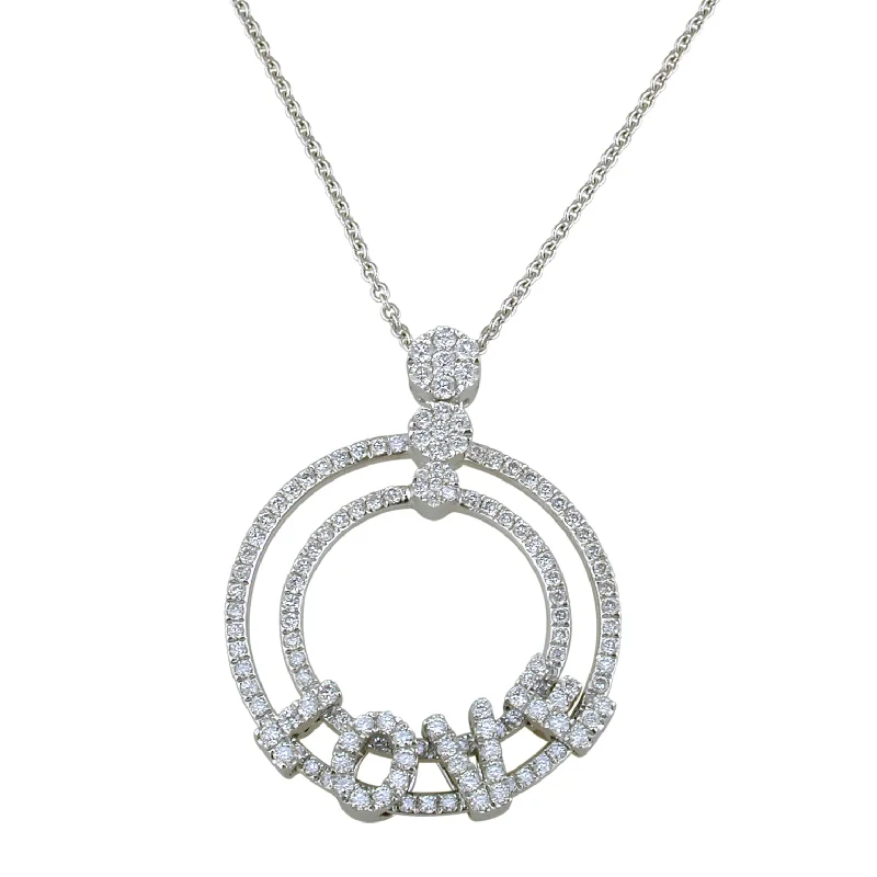 Large Pendant Necklaces For Bold Fashion-Hulchi Belluni 18K White Gold "Love" Diamond Necklace