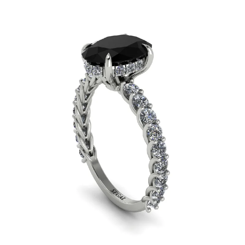 Handmade Gold Rings For Unique Style-Oval-Cut Halo Black Diamond Timeless Elegance Engagement Ring - Kelsey No. 9