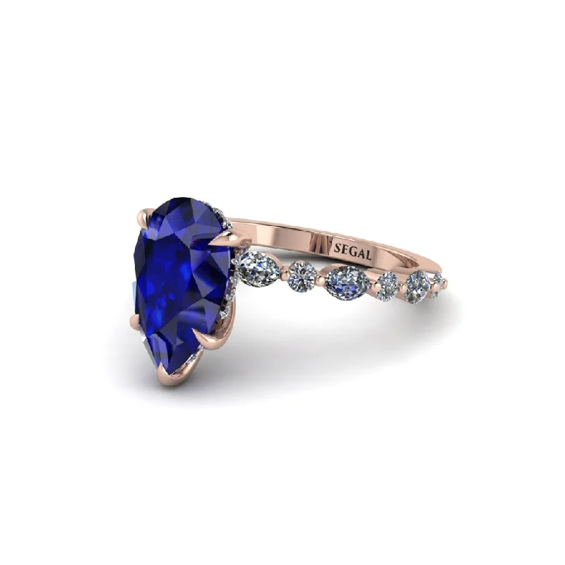 Men’s Gold Rings For Elegant Style-Pear-Cut Sapphire Halo Engagement Ring - Nylah No. 14