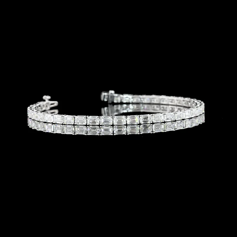 Bracelets With Charms-14K White Gold Lab Grown Emerald Diamond Tennis Bracelet BC1016