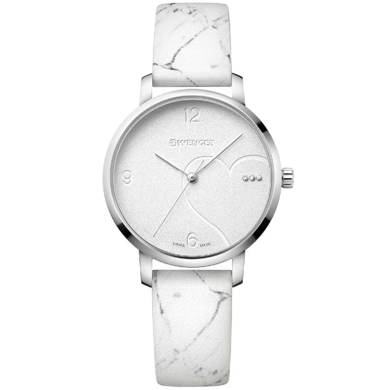 Watches For Spring Trends-Wenger Women's Watch - Metropolitan Donnissima White Dial Leather Strap | 01.1731.109