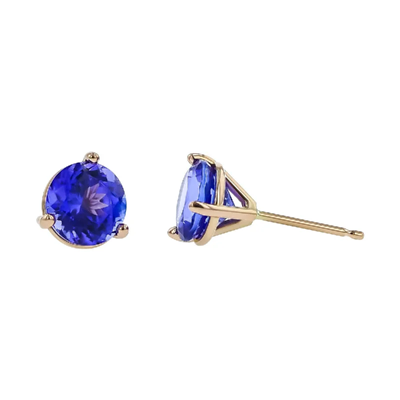 Dazzling Gold Earrings For Party Glam-14K Rose Gold Tanzanite Stud Earrings