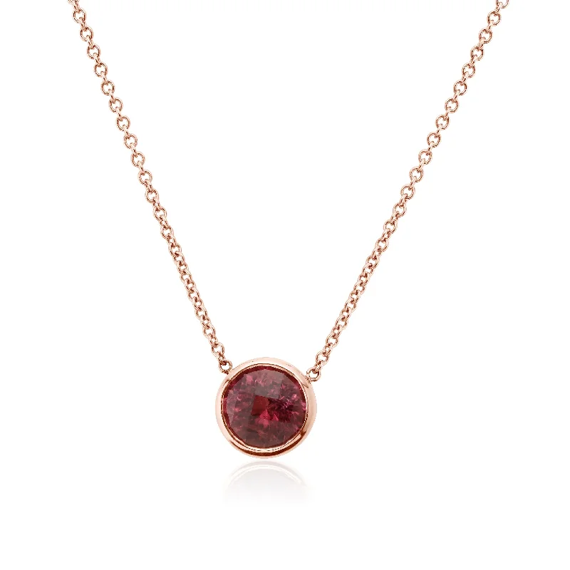 Fashionable Gold Bar Necklaces For Bold Look-Rose Gold Pink Tourmaline Necklace