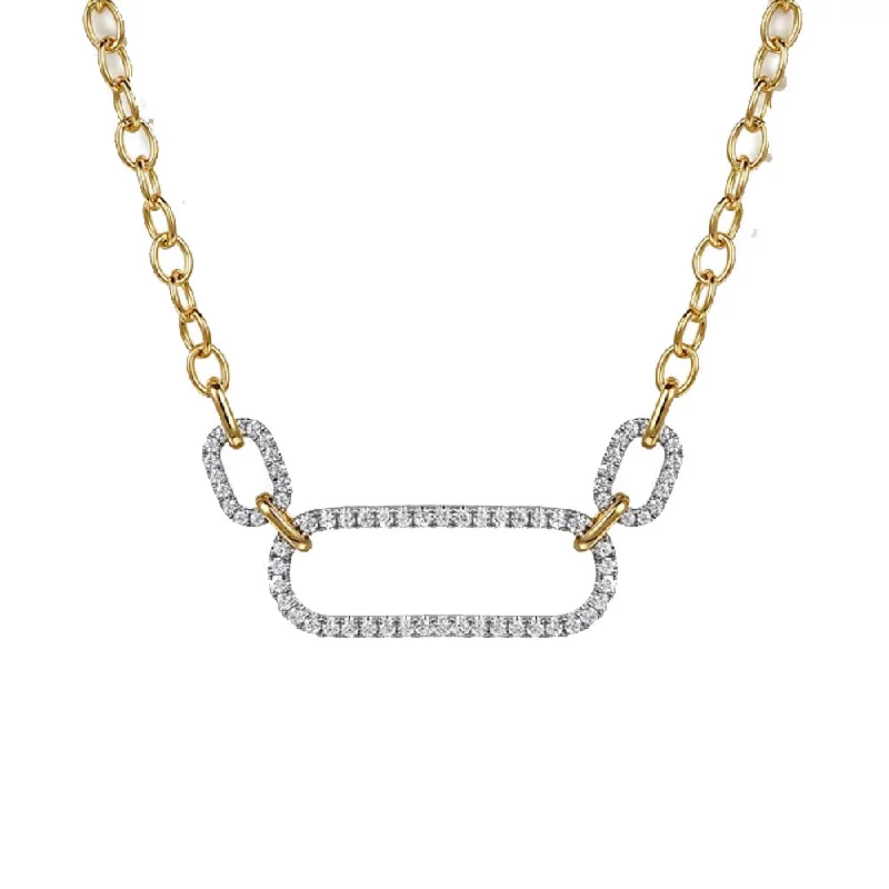 Elegant Heart Necklaces For Romantic Gifts-Gabriel & Co. 14K White & Yellow Gold Diamond Link Chain Necklace