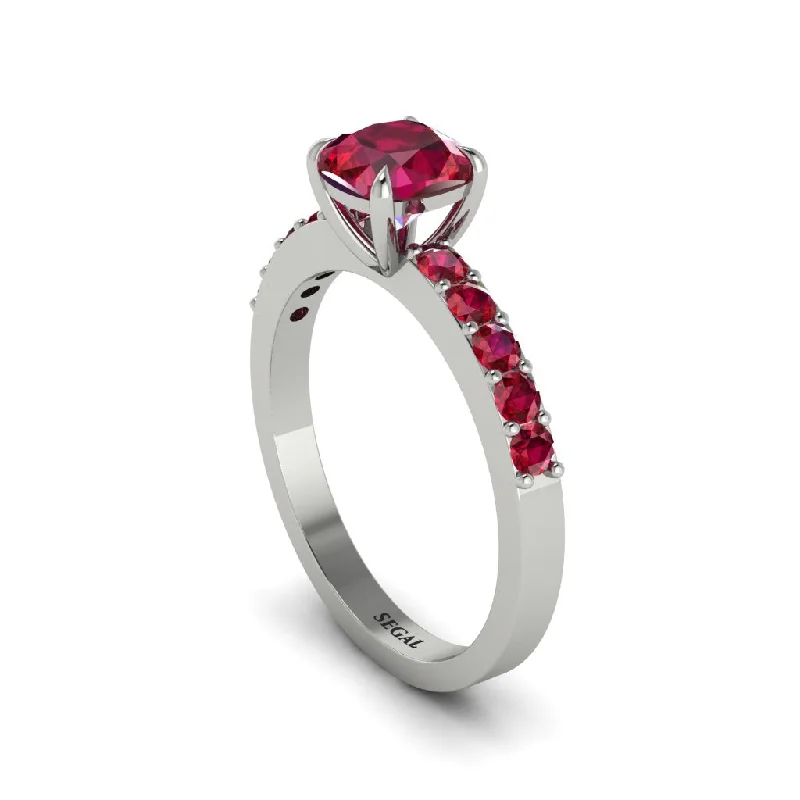 Simple Promise Rings For Couples-Cushion-Cut Ruby Classic Elegance Engagement Ring - Demi No. 57