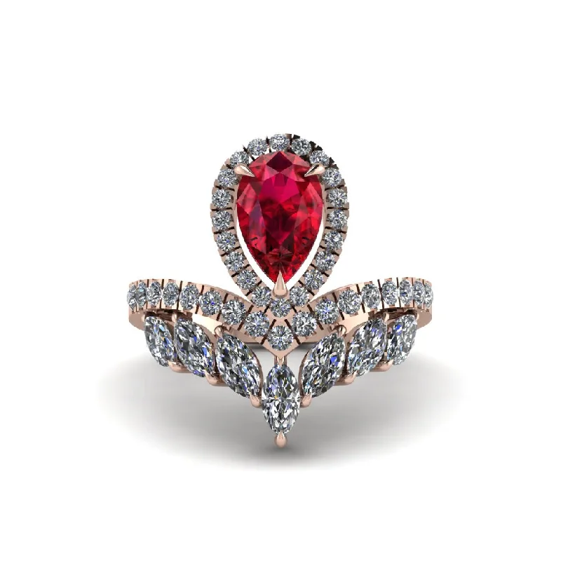 Elegant Engagement Rings With Gemstones-Ruby Crown Radiance Engagement Ring - Aviana No. 11