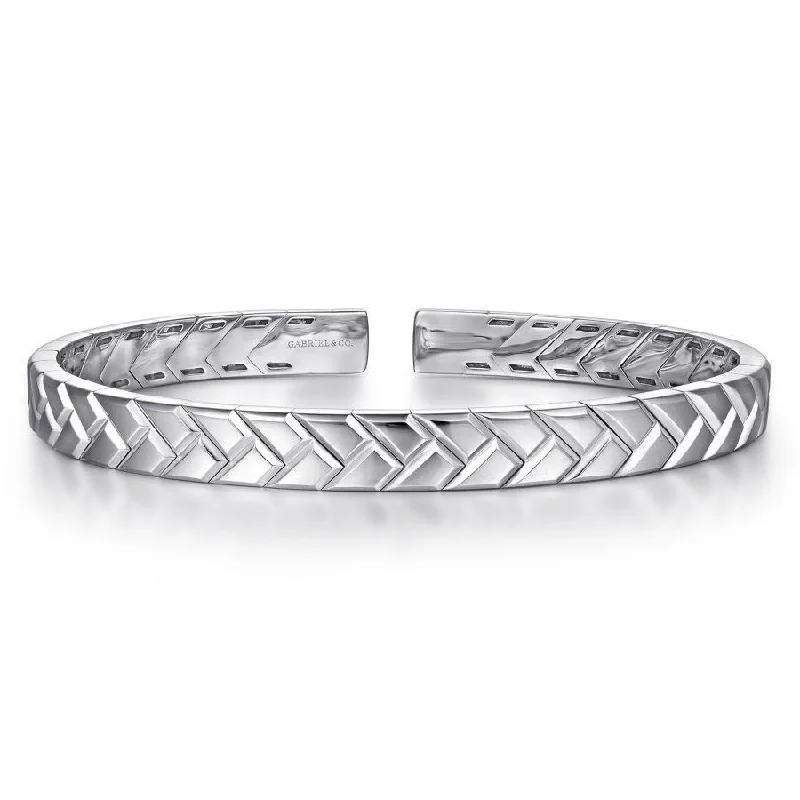 Bracelets With Geometric Patterns-Gabriel & Co. - BGM4512-75SVJJJ - 925 Sterling Silver Open Herringbone Bracelet