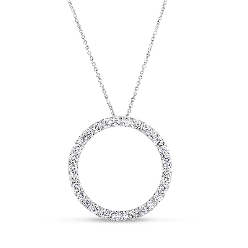 Stylish Nameplate Necklaces For Custom Gifts-Roberto Coin 18k White Gold Circle Pendant From Tiny Treasures Collection