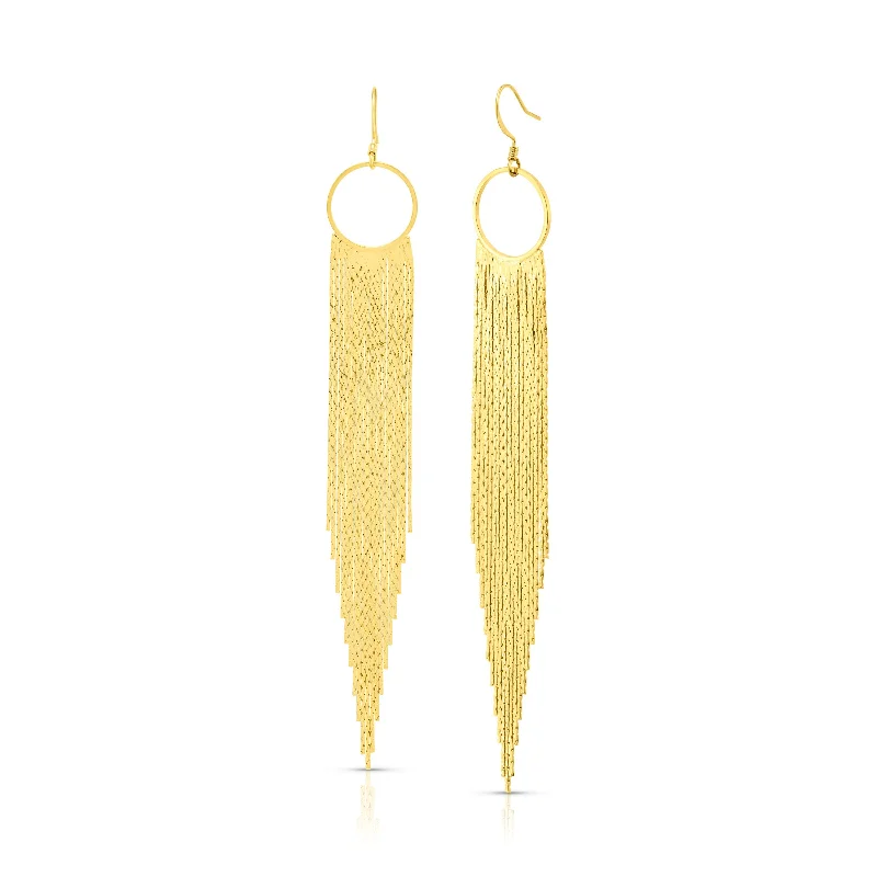 Unique Pearl Earrings For Timeless Style-LONG TASSEL EARRINGS, GOLD