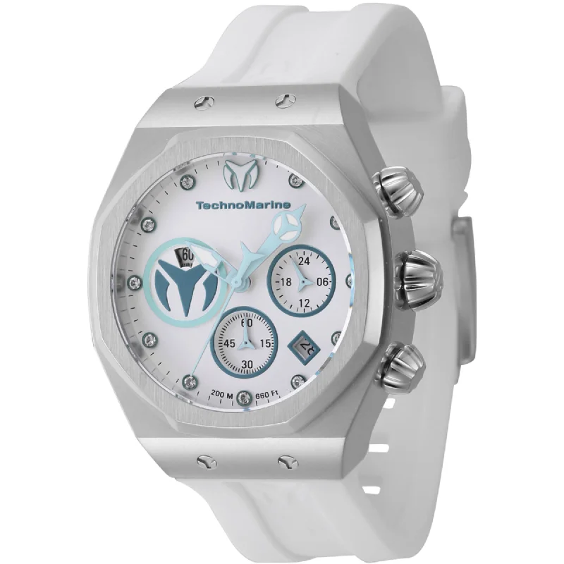 Watches With Bright Colors-Technomarine Women's Watch - Reef Sun Chronograph White Silicone Strap | TM-523005