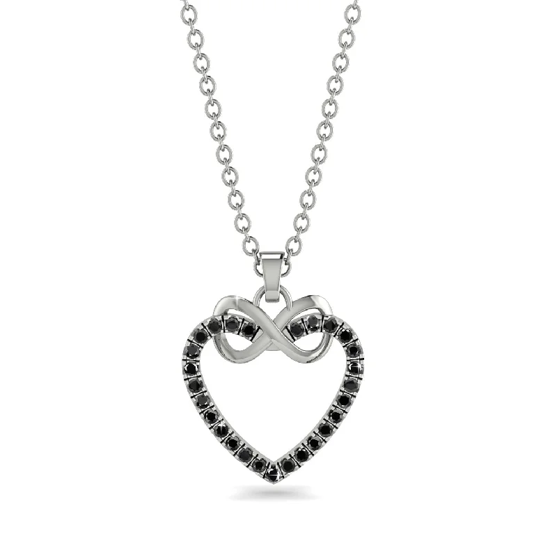 Elegant Crystal Chain Necklaces For Weddings-Infinity Heart Black Diamond Necklace - Mollie No. 9