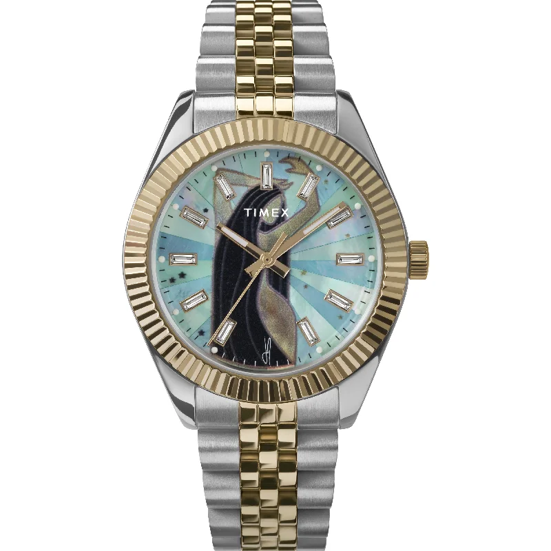 Watches For Christmas Gifts-TIMEX X JA LEGACY MUSINGS WATCH BLUE MOTHER OF PEARL