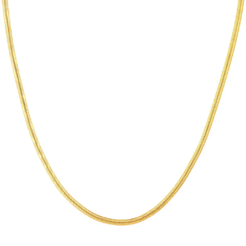 Minimalist Pendant Necklaces For Subtle Elegance-14K Yellow Gold 3.20MM Oval Snake Chain Necklace with Lobster Clasp