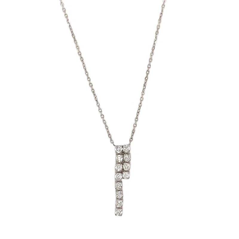 Minimalist Bar Necklaces For Everyday Style-14K White Gold Diamond Drop Necklace