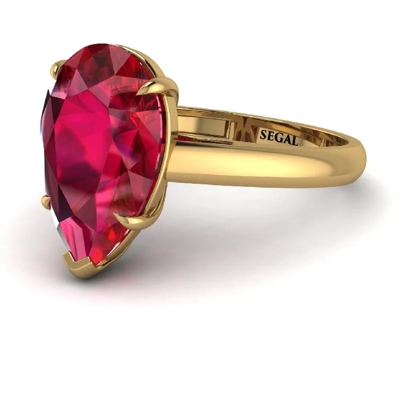 Sparkling Engagement Rings For Unique Brides-Pear Cut Ruby Solitaire Engagement Ring - Elle No. 10