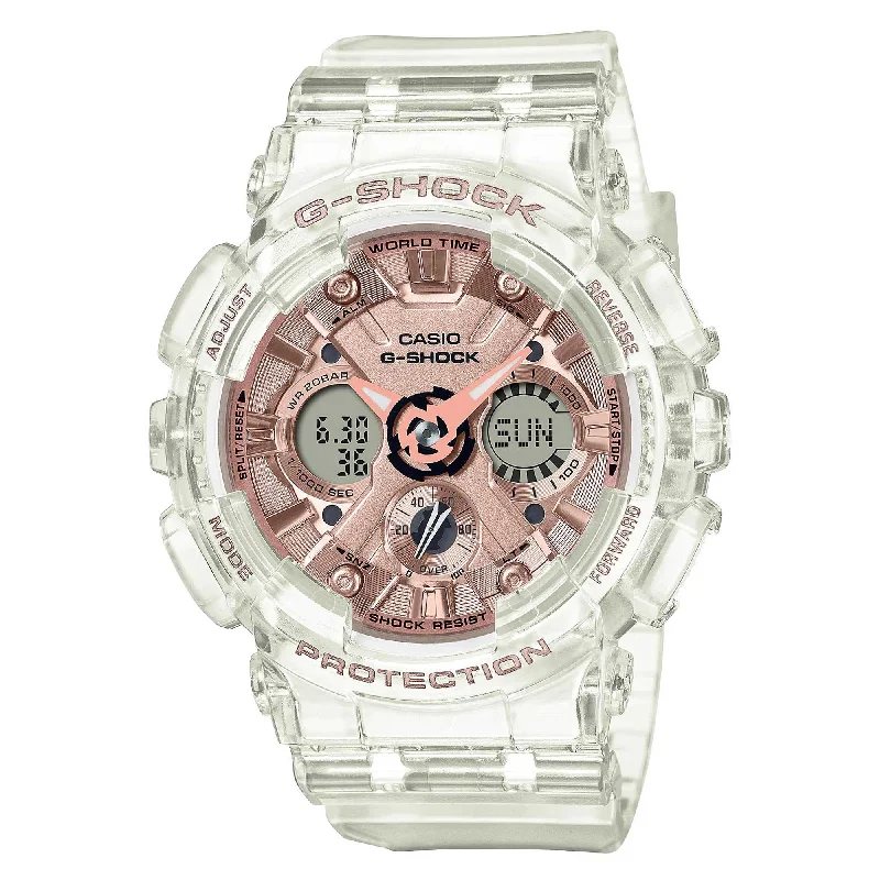 Watches With Platinum Coating-Casio Women's Watch - G-Shock Ana-Digi Dial Resin Strap Shock Resistant | GMAS120SR-7A