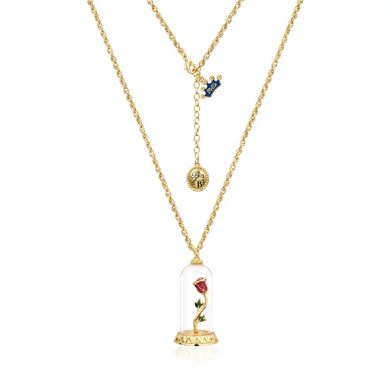 Beautiful Gold Chain Necklaces For Fashionistas-DISNEY Beauty and the Beast Enchanted Rose Necklace