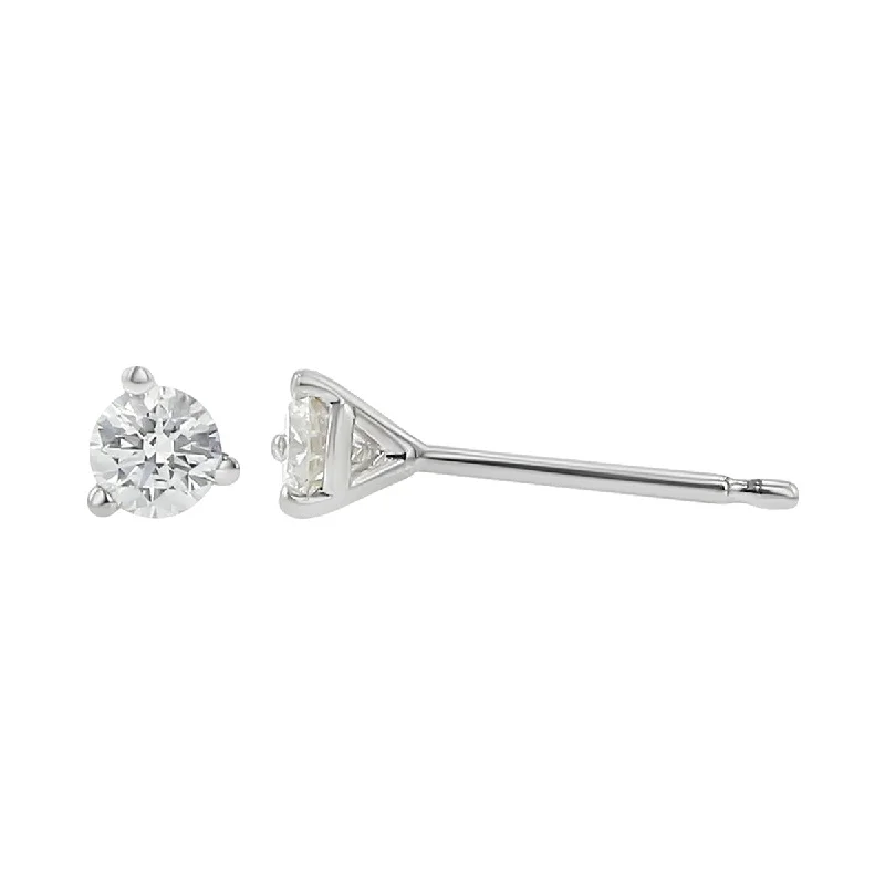 Classic Pearl Earrings For Vintage Style-14K White Gold Diamond Martini Stud Earrings