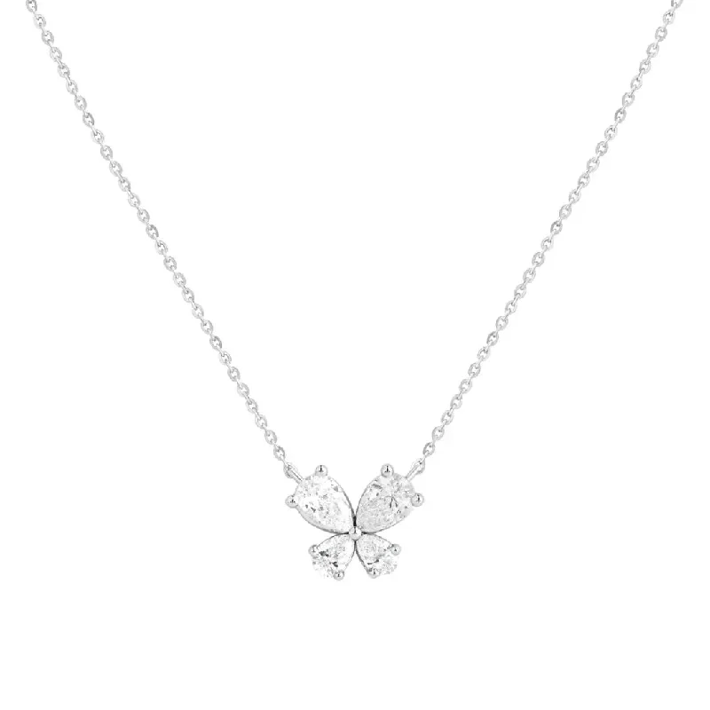 Elegant Diamond Chain Necklaces For Glamorous Fashion-White Gold Diamond Butterfly Necklace