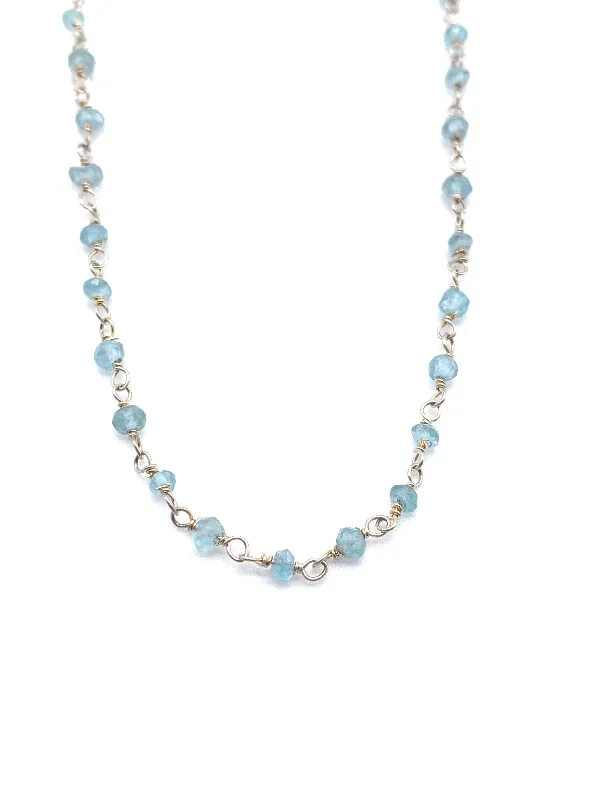 Classic Crystal Necklace For Bridal Jewelry-Aquamarines Floating on Sterling Silver