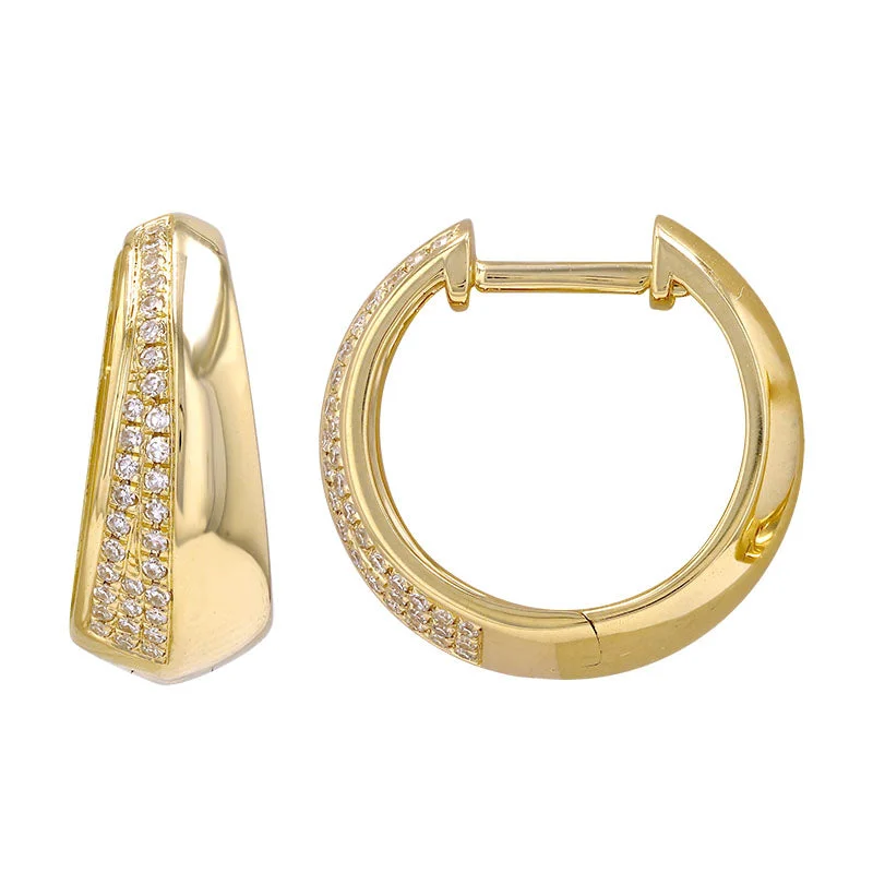 Trendy Resin Earrings For Bold Fashion-14K Yellow Gold Diamond Tapered Huggie Earrings