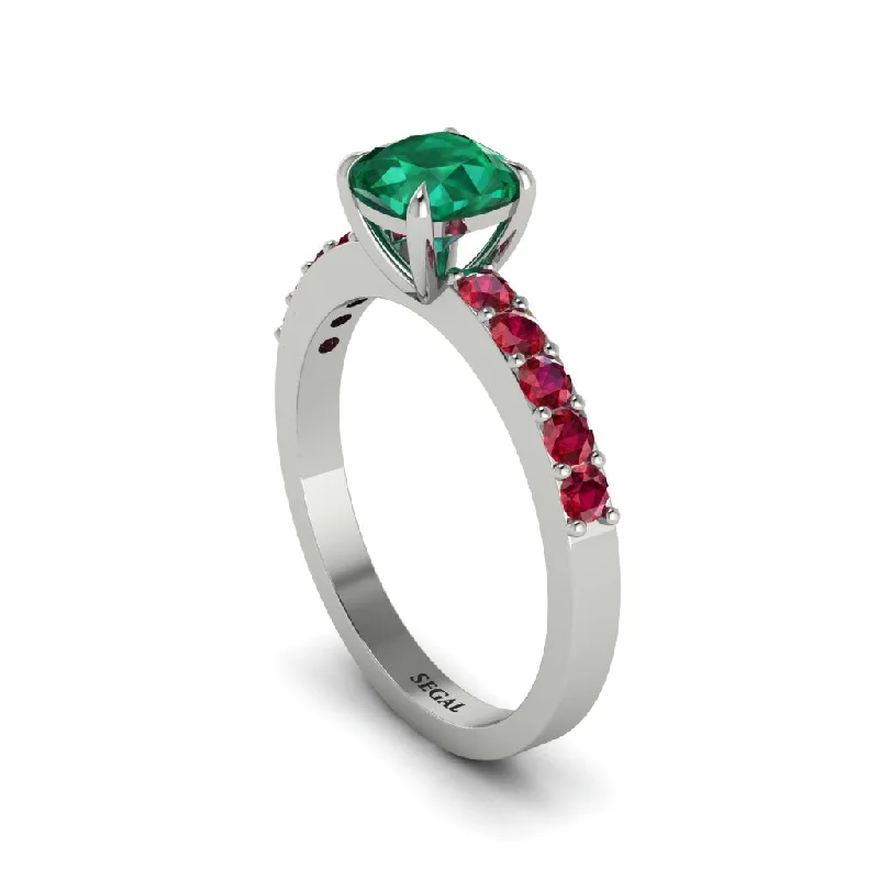 Classic Diamond Wedding Rings For Brides-Cushion-Cut Emerald Classic Elegance Engagement Ring - Demi No. 51