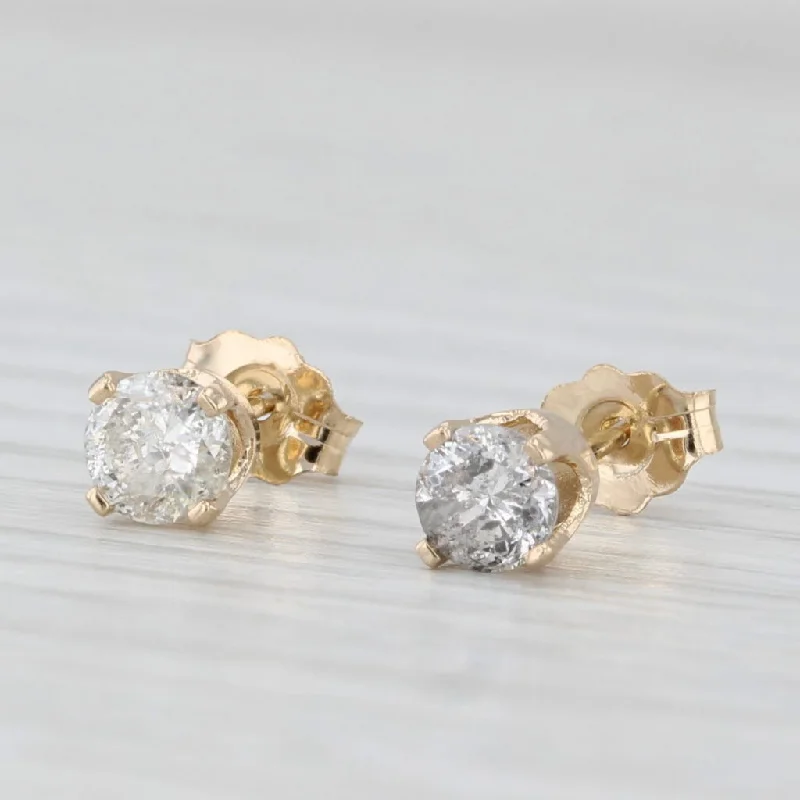 Classic Crystal Earrings For Wedding Style-0.50ctw Diamond Stud Earrings 14k Yellow Gold Round Solitaires