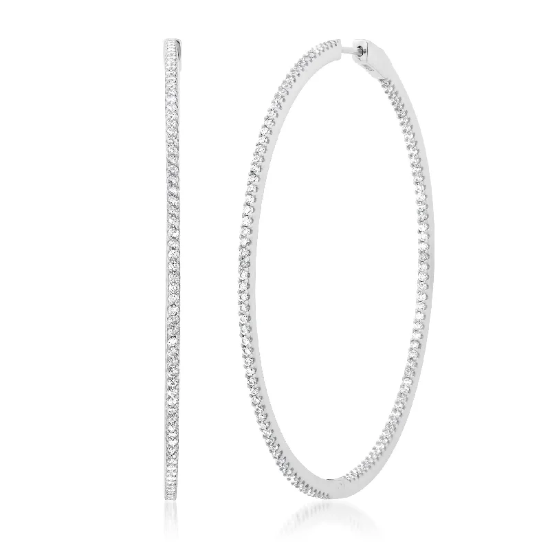 Gold Earrings For Bold Fashion Statements-JUMBO ROUND HOOPS, SILVER