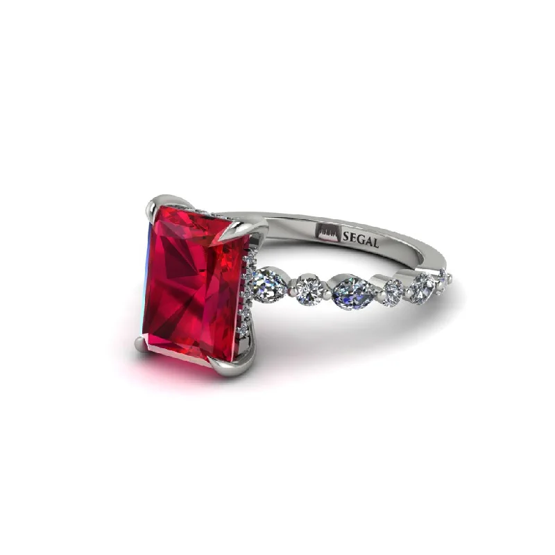 Sparkling Wedding Bands For Brides-Radiant-Cut Ruby Eternal Radiance Engagement Ring - Skye No. 12