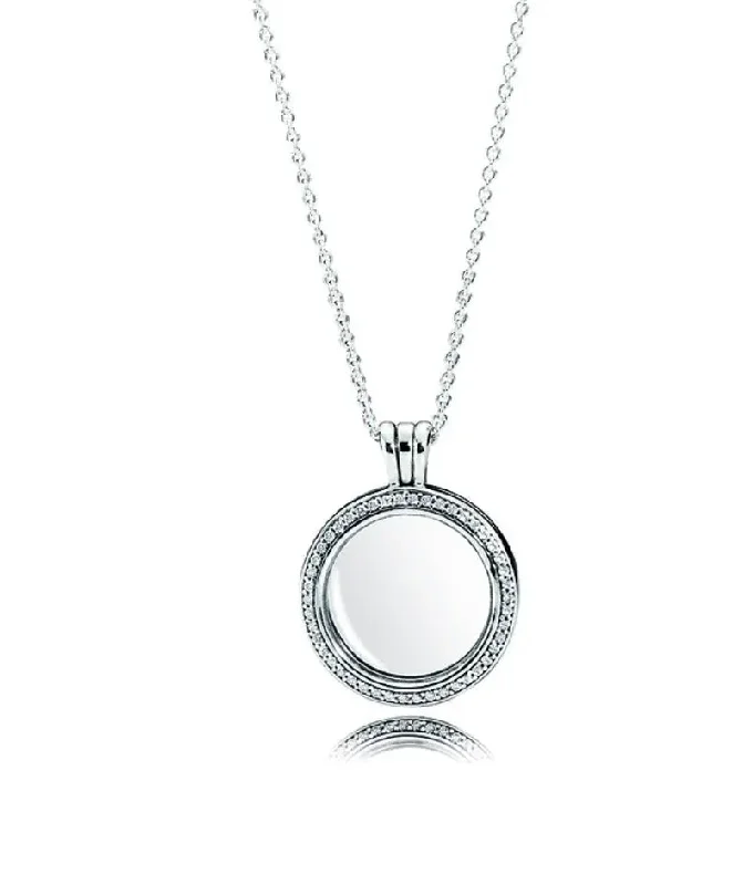 Beautiful Choker Necklaces For Fashion Statements-PANDORA LOCKET SAPPHIRE CRYSTAL GLASS & CLEAR CZ NECKLACE