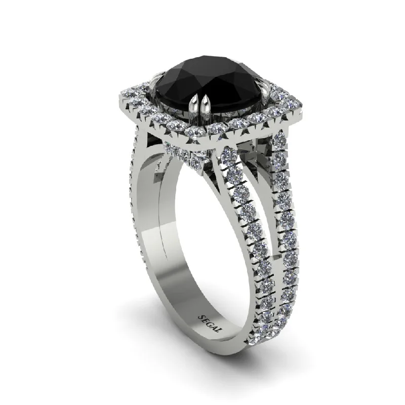 Personalized Men’s Rings For Special Occasions-Black Diamond Pave Split Shank Engagement Ring - Averie No. 9